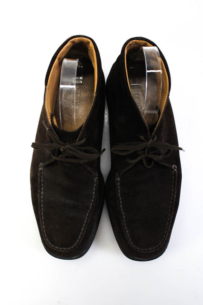 Tods Mens Lace Up Round Toe Loafers Dark Brown Suede Size 9