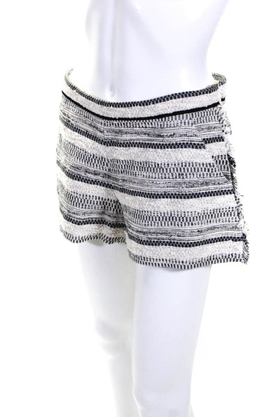 Thakoon Addition Womens Side Zip Striped Short Shorts White Black Cotton Size 4