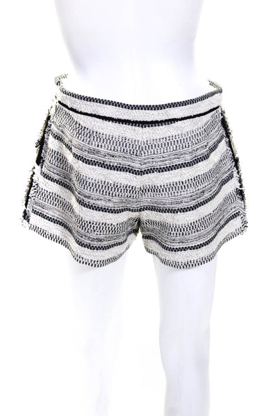 Thakoon Addition Womens Side Zip Striped Short Shorts White Black Cotton Size 4