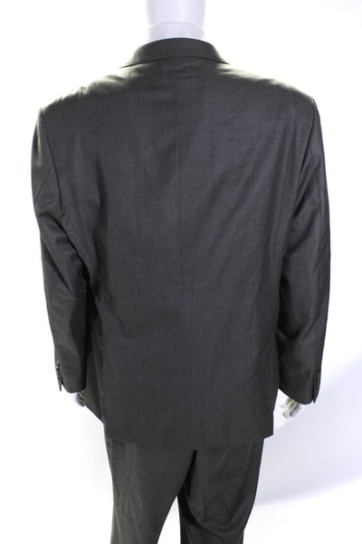 Caravelli Mens Two Button Notched Lapel Pleated Suit Gray Wool Size 46R
