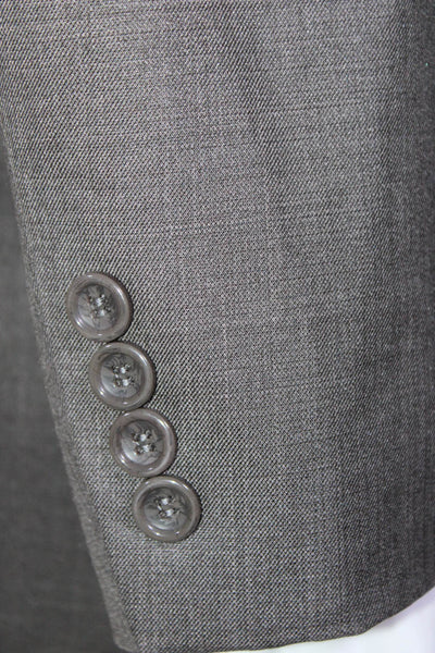 Caravelli Mens Two Button Notched Lapel Pleated Suit Gray Wool Size 46R