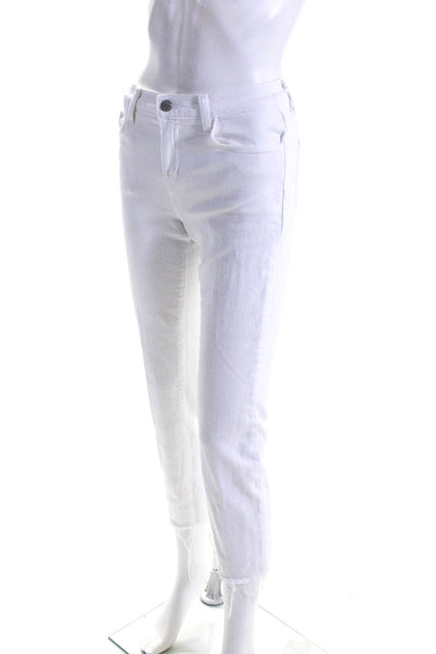 L'Agence Womens Cotton Cropped High Rise Slim Straight Leg Jeans White Size 24