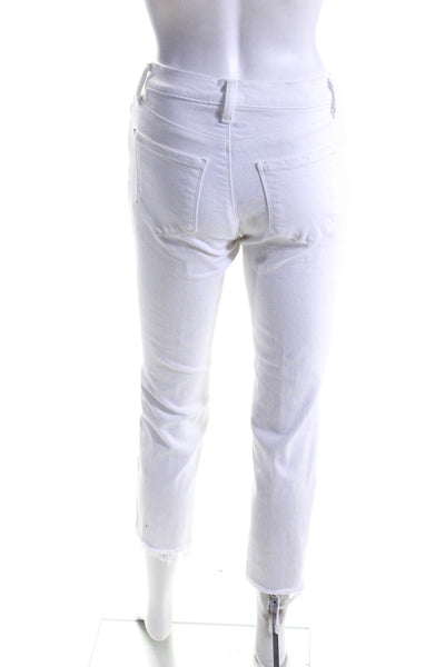 L'Agence Womens Cotton Cropped High Rise Slim Straight Leg Jeans White Size 24