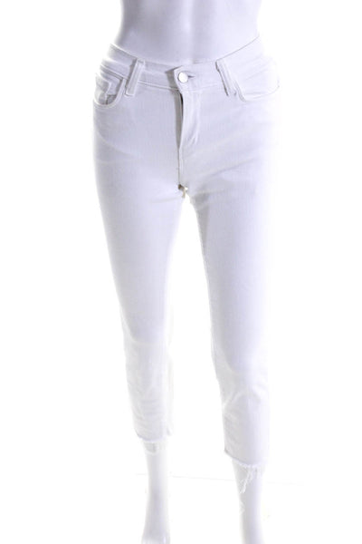 L'Agence Womens Cotton Cropped High Rise Slim Straight Leg Jeans White Size 23