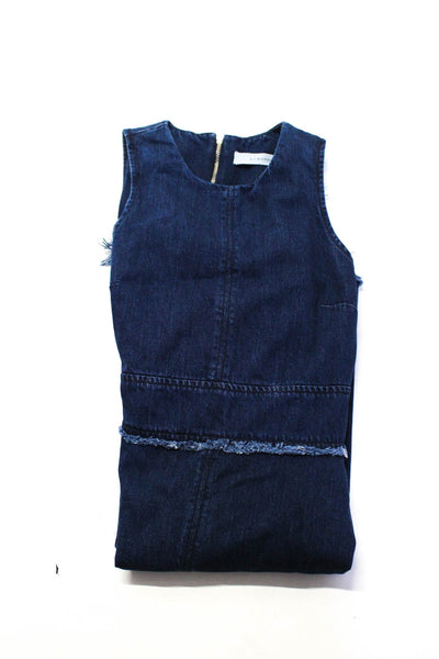 N/Nicholas Womens Cotton Sleeveless Zip Up Frayed Denim Mini Dress Blue Size 0
