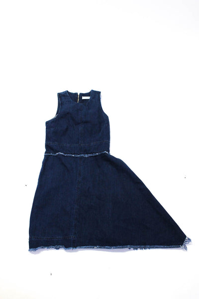 N/Nicholas Womens Cotton Sleeveless Zip Up Frayed Denim Mini Dress Blue Size 0