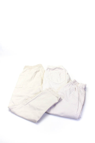 Zara Womens Cotton Ruched Button Elastic Tapered Jogger Pants Beige Size M Lot 2
