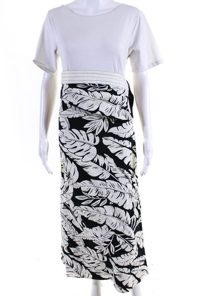 Roberta Freymann Womens Floral Back Zipped Straight Maxi Skirt Black Size S