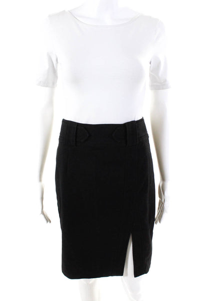 Nanette Lepore Womens Front Slit Pencil Skirt Black Cotton Size 4
