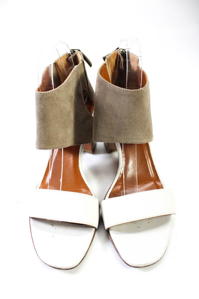 Aquatalia Womens Leather Two Tone Open Toe High Heels Sandals White size 10