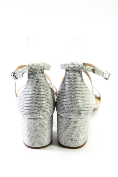 Michael Michael Kors Womens Glitter Strappy Low Heels Sandals Silver Size 10M