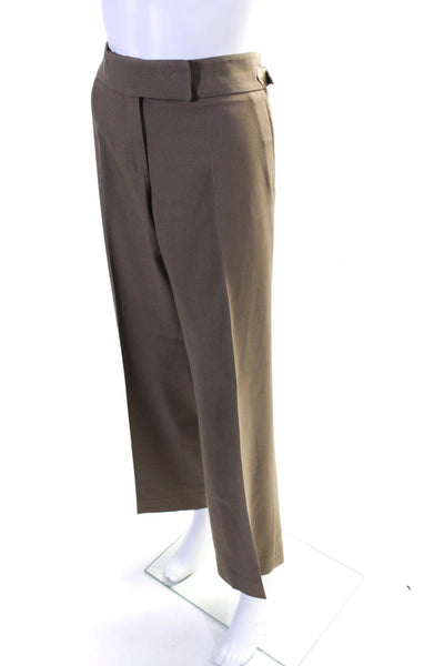 Paul Smith Womens Adjustable Waist Flat Front Straight Dress Pants Brown Size 44