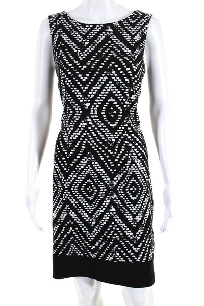 Mario Serrani Womens Sleeveless Spotted Geometric Mini Shift Dress Black Size 8