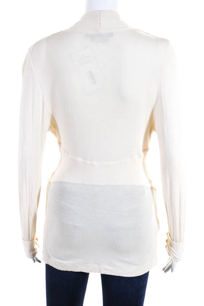 BCBGMAXAZRIA Womens Elastic Long Sleeve Layered V-Neck Blouse Top Ivory Size M