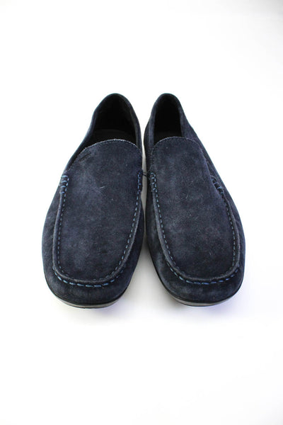 Geox Womens Suede Flat Heel Slip On Casual Loafers Navy Blue Size 11US