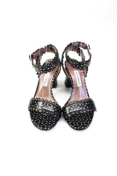 Tabitha Simmons Womens Studded Open Toe Ankle Strap Heels Black Size 35 4.5