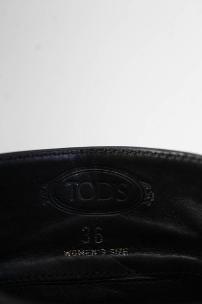 Tods Womens Leather + Suede Round Toe Side Zip Ankle Boots Black Size 36 6