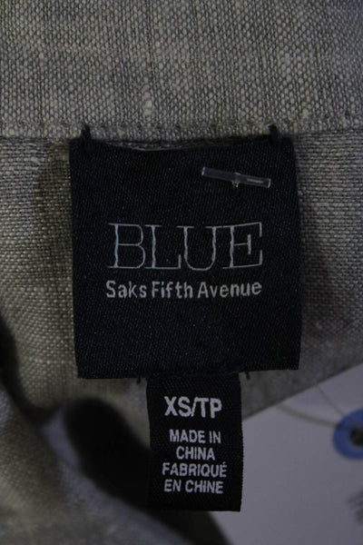 Blue Saks Fifth Avenue Womens Gray Linen Long Sleeve Button Down Shirt  Size XS