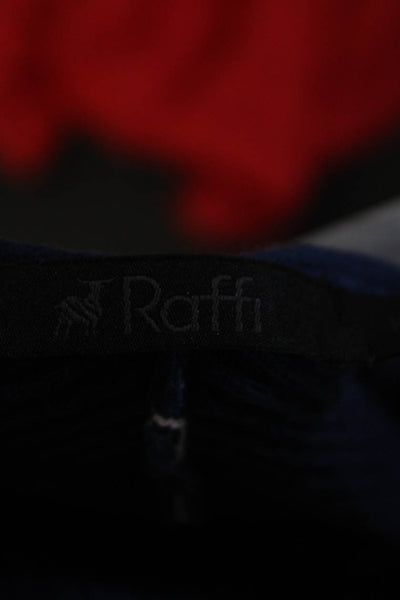 Raffi Women's Long Sleeve Ribbed V-Neck T-shirt Blue Size M