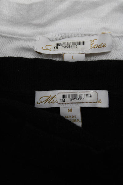 Minnie Rose Women's Short Sleeve Cotton Crewneck T-shirt Black Size M L, Lot 2