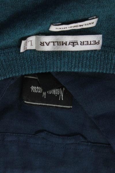 Neiman Marcus Peter Milar Mens Button Up Shirt Sweater Blue Size Large XL Lot 2