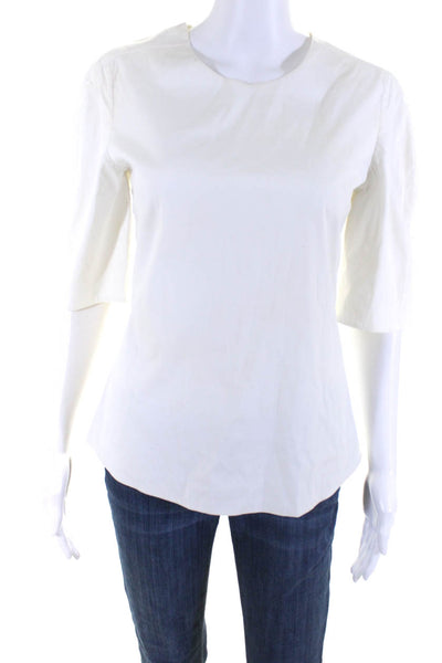 Altuzarra Womens Cotton Half Sleeve Cut Out Zip Back Shirt Blouse White Size 38