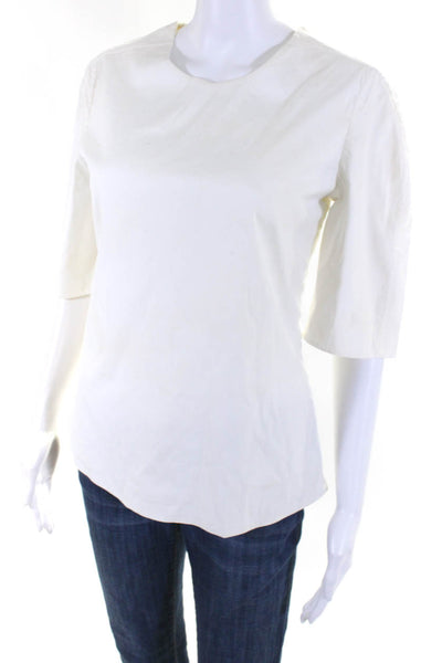 Altuzarra Womens Cotton Half Sleeve Cut Out Zip Back Shirt Blouse White Size 38