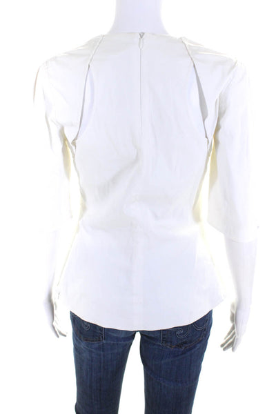 Altuzarra Womens Cotton Half Sleeve Cut Out Zip Back Shirt Blouse White Size 38