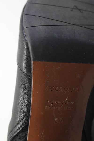 Aquatalia Womens Leather Round Toe Block Heel Pull On Ankle Boots Black Size 9.5