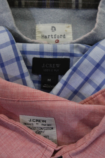 Hartford J Crew Mens Button Down Shirts Blue Pink Size Small Medium Lot 3