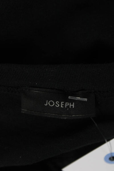 Joseph Womens Blue Black Crew Neck Lace Front Short Sleeve Blouse Top Size L