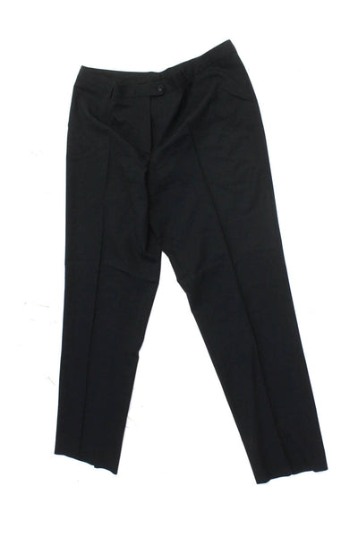 Davide Cenci Men's Wool Flat Front Straight Leg Trouser Pants Black Size 50