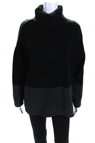 BCBGMAXAZRIA Womens Knit Two-Toned Long Sleeve Turtleneck Sweater Black Size M