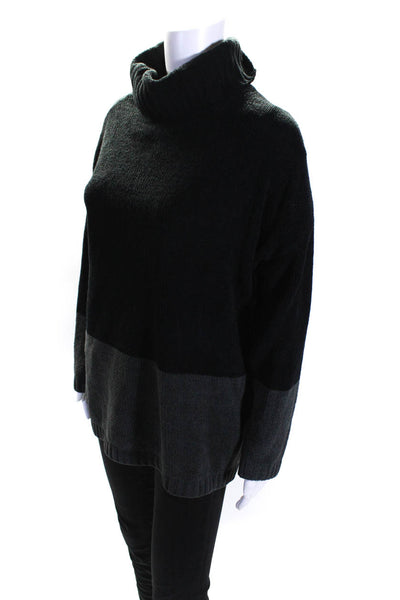 BCBGMAXAZRIA Womens Knit Two-Toned Long Sleeve Turtleneck Sweater Black Size M
