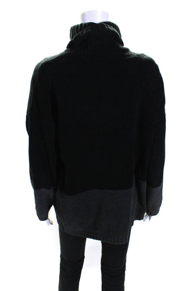 BCBGMAXAZRIA Womens Knit Two-Toned Long Sleeve Turtleneck Sweater Black Size M