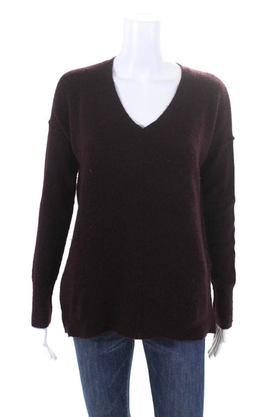 Line Womens 100% Cashmere V Neck Long Sleeved Pullover Sweater Purple Size S