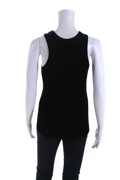 Loulou Studio Womens Scoop Neck Ribbed Knit Tank Top Black Cotton Size Large