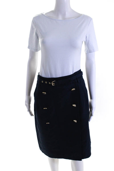 Marc By Marc Jacobs Womens Cotton Double Breasted Wrap Skirt Navy Blue Size 8