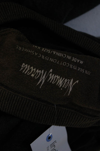 Neiman Marcus Men's Crewneck Long Sleeves Graphic Sweater Black Size XXL