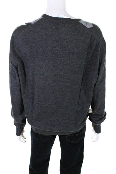 Neiman Marcus Men's V-Neck Long Sleeves Sweater Gray Size XXL