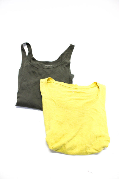 Eileen Fisher Womens Tank Top Tee Shirt Yellow Gray Size Medium Lot 2