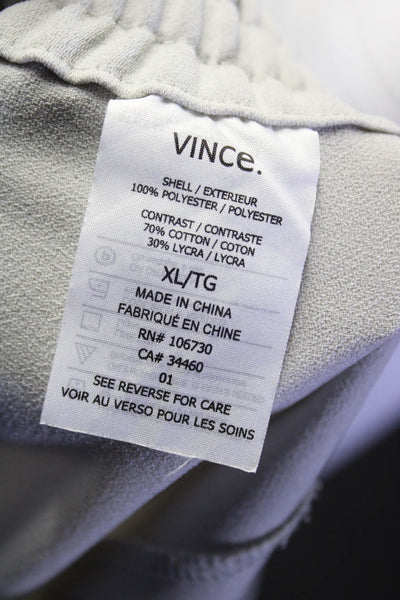 Vince Womens Half Elastic Waist Slim Leg Crepe Dress Pants Light Gray Size XL