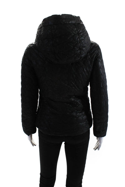 Moncler Womens Quilted Hooded Asymmetrical Puffer Coat Black Size 0