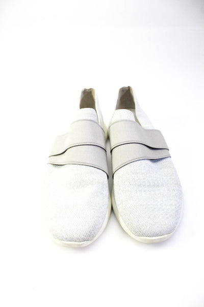 Vince Womens Elastic Strap Knit Slip On Running Sneakers Light Gray Size 7