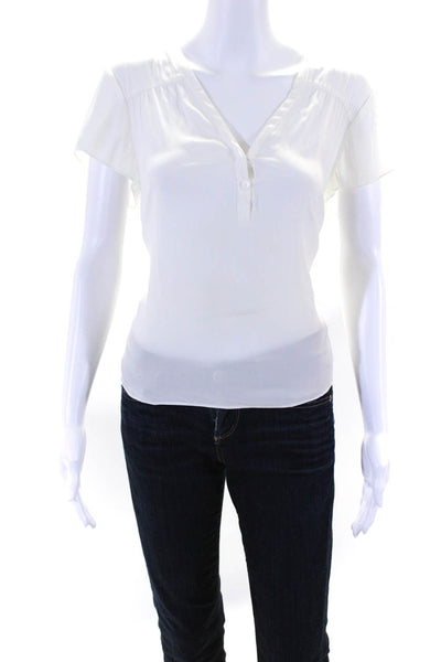 Calypso Saint Barth Womens Short Sleeve Buttoned V-Neck Blouse White Size L