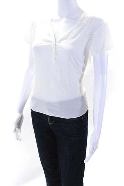 Calypso Saint Barth Womens Short Sleeve Buttoned V-Neck Blouse White Size L