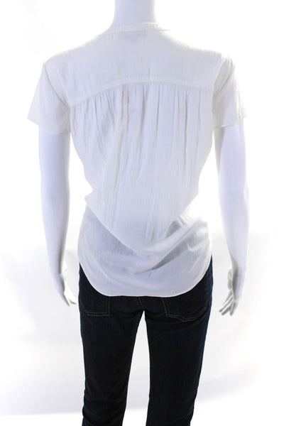 Calypso Saint Barth Womens Short Sleeve Buttoned V-Neck Blouse White Size L