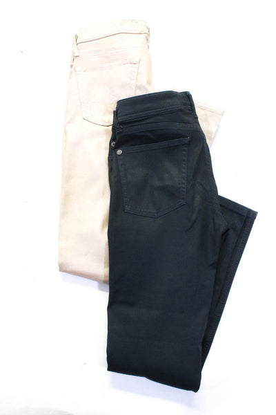 AG Women's Midrise Five Pockets Coated Skinny Denim Pant Beige Size 27 Lot 2
