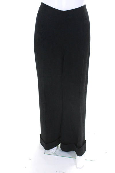 Roland Mouret Womens Silk Two-Tones High Rise Wide Leg Pants Black Size 12