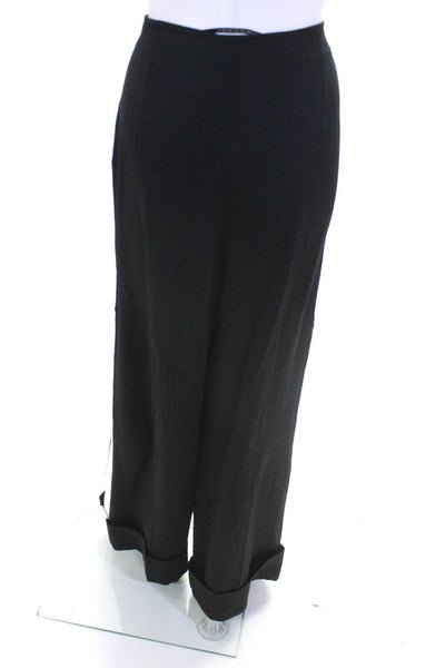 Roland Mouret Womens Silk Two-Tones High Rise Wide Leg Pants Black Size 12